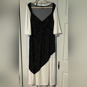 Torrid Asymmetrical Black and White Polka Dot Dress